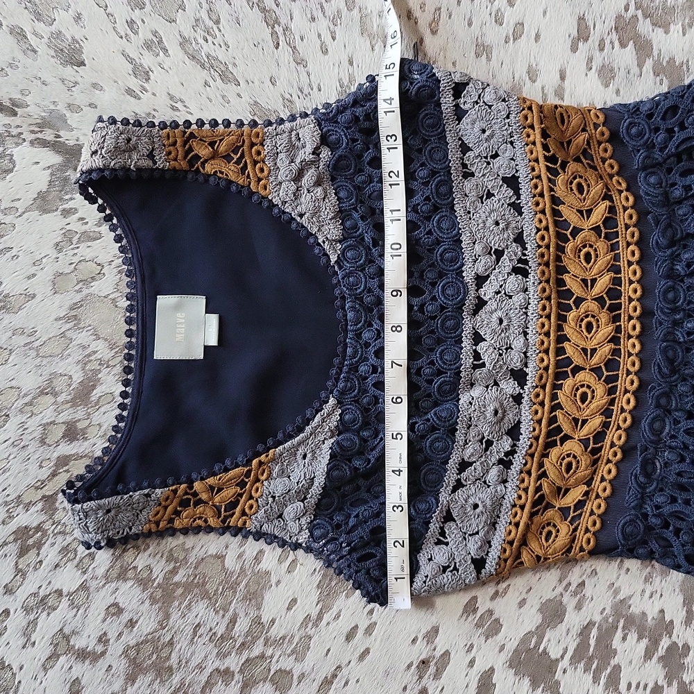 Anthropologie Maeve Crochet Colorblock Dress SzS - Picture 5 of 9